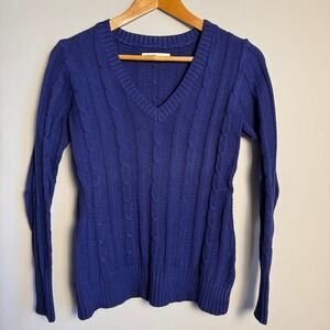 Old Navy Women's Cable Knit V-Neck Sweater Bluish-Purple Size Medium Preppy Cute